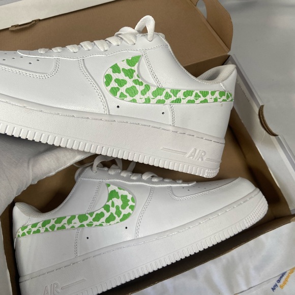 Custom green cow stain print on air force 1 - Picture 1 of 2
